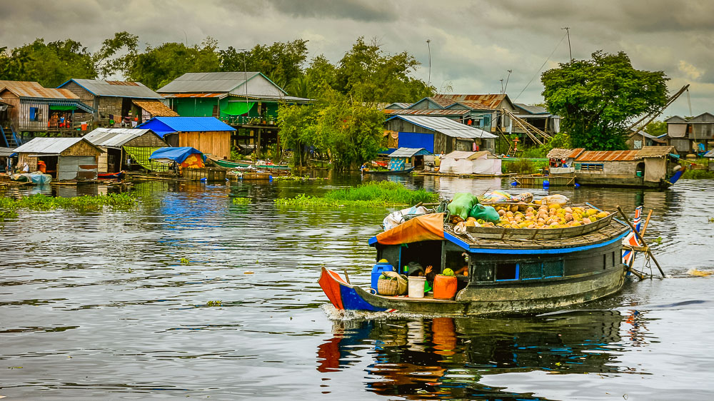 Village de Kampong Phluk, Tonlé Sap, Cambodge