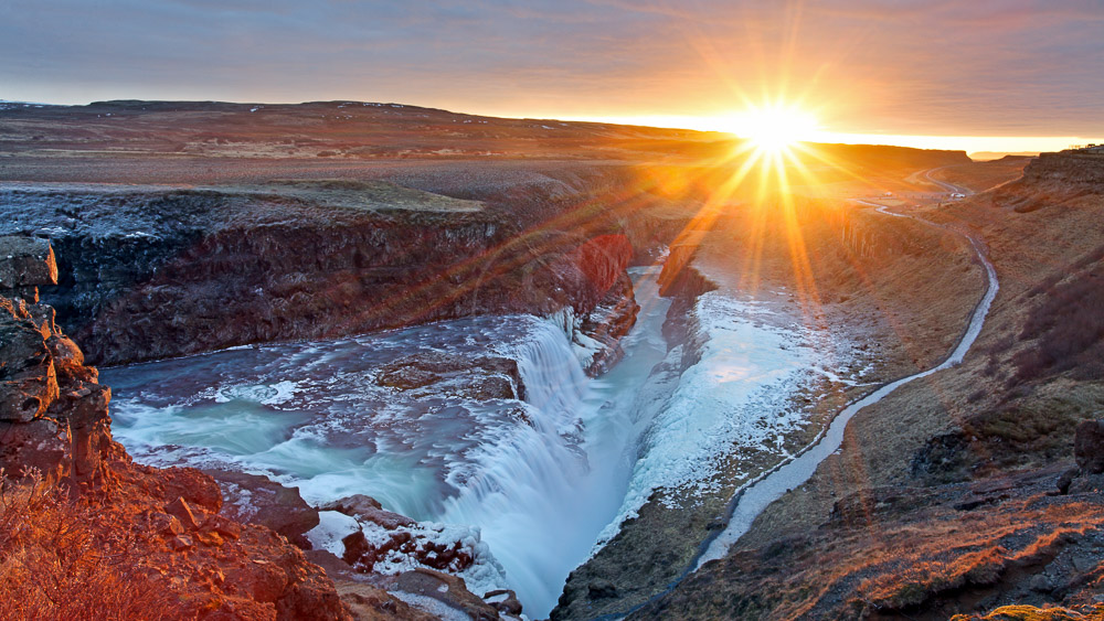 Gullfoss waterfall, Islande © Sstock